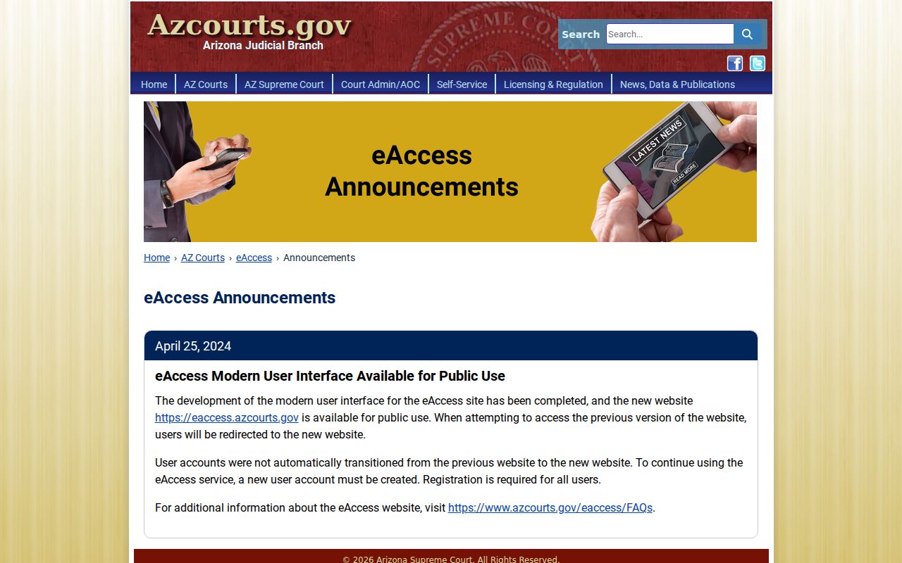 Pinal County docket search eAccess announcements
