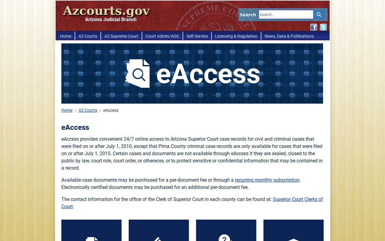 Pinal County civil court docket Arizona eAccess