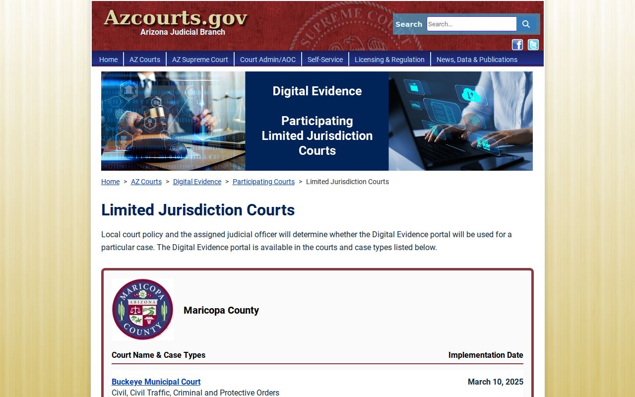 Maricopa court records digital evidence directory